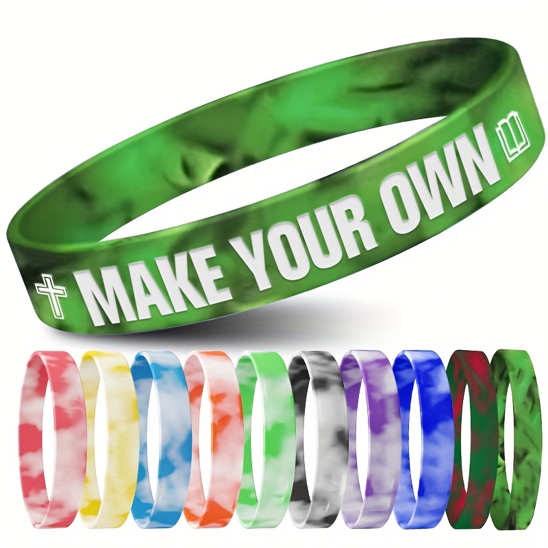 70pcs Silicone Bracelets with Religious Patterns, Create Your Own Design
